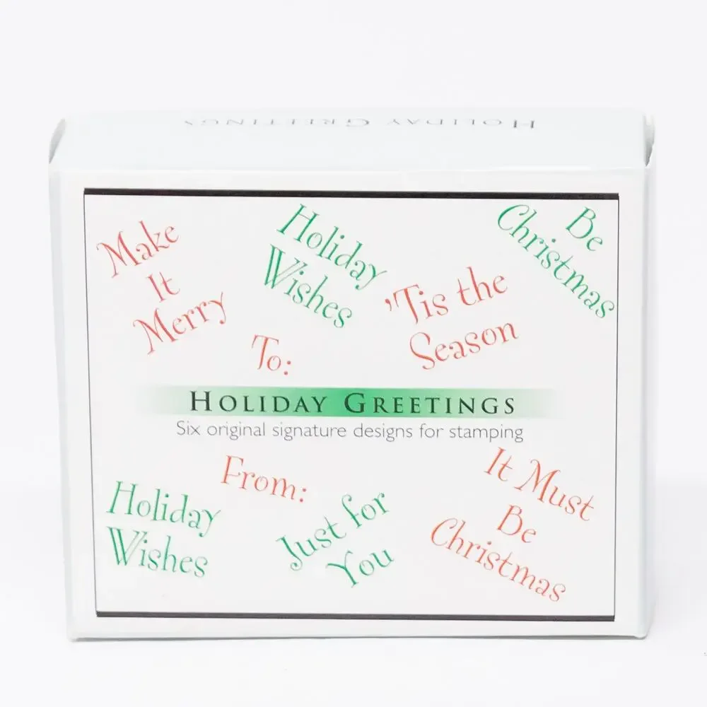 Vintage HERO ARTS Holiday Greetings Wooden Rubber Stamp Set Christmas Crafts